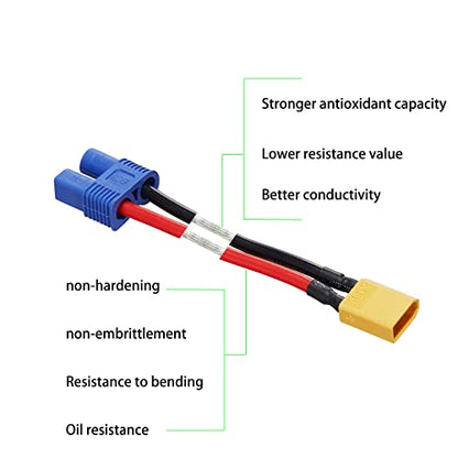 XT30 Male to EC3 Female Connector Adapter,XT30-EC3 Extension Cable - size: XT30 Male-EC3 Female