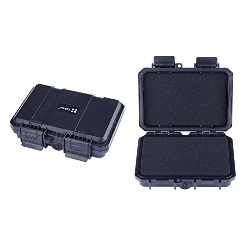 Lykus HC-1410 Mini Hard Case Dry Box with Foam Insert, Interior Size 5.51x3.54x1.46 inch, IP66 Splash-Proof, Suitable for cellphone, keys, cards, and small items - color: Black, size: HC-1410