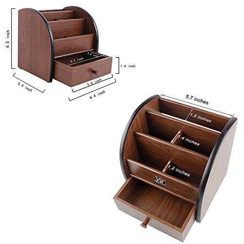 Remote control organizer with drawer, makeup organizers,office pencil holder for desk,wooden multifunctional tabletop storage case YCL828