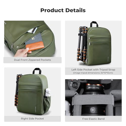 K&F CONCEPT Camera Backpack, DSLR/SLR/Mirrorless Photography Camera Bag - color: 02-Bright Green