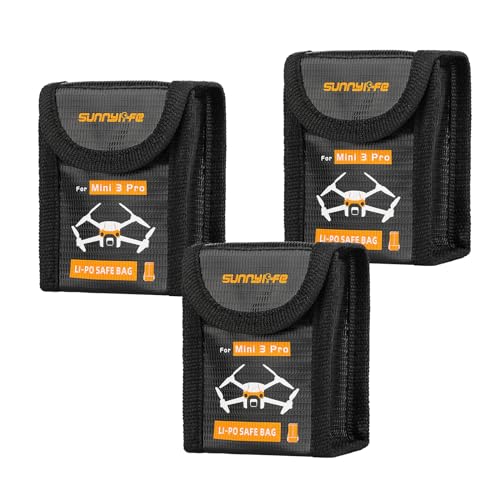 CAPART Battery Safe Bag for DJI Mini 4 Pro/Mini 3 / Mini 3 Pro Drone Storage Bag Fireproof Safety Charging Bag (Small*3pcs) - size: Small*3pcs