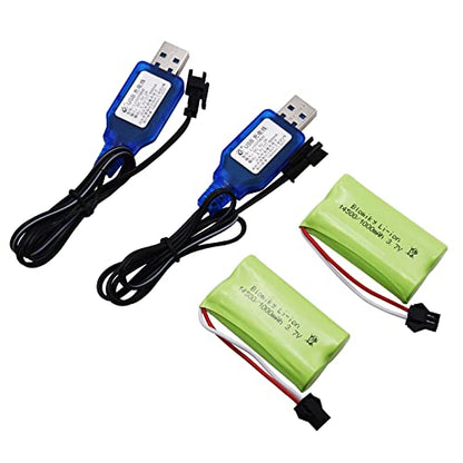 Blomiky 3.7V 1000mAh 2 Pack Lithium-ion Rechargeable Battery with SM-2P Plug and USB Cable for Remote Control Trucks / 813A Battery 2