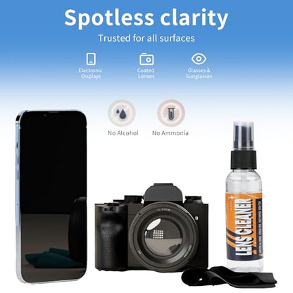 YEIN 4 Pairs Eyeglass Lens Cleaner Spray Kit with 2 Cloth, Anti-Static Cleaning Solution for Glasses&Sunglasses&Screens(Bigger) - size: Pack of 4(Bigger)