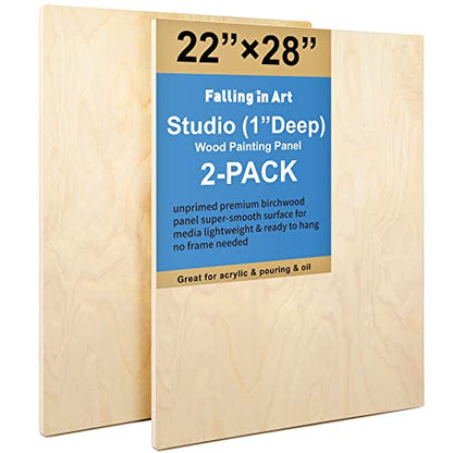 Falling in Art 2 Pack 22x28 Unfinished Birch Wood Panels Kit for Painting - size: 22*28 2-pack