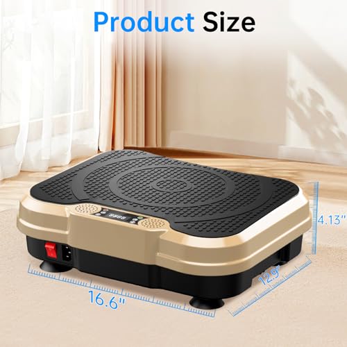 Vibration Plate Exercise Machine,Vibration Plate for Lymphatic Drainage Power Vibration Plate Machine Support 450 Lbs 250 Adjustable Speeds,Vibrating Plate Shake Plate Weight Loss - color: Gold