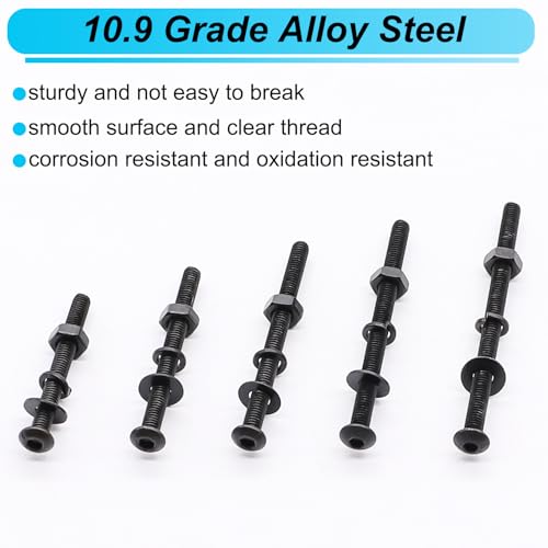 420PCS Black M3 Button Head Hex Socket Cap Screws, M3 x 30/35/40/45/50mm Metric Screws Bolts Nuts Washers Assortment Kit, 10.9 Grade Alloy Steel - size: M3-420PCS
