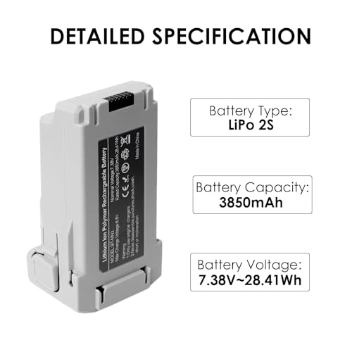 Mini 3/3 Pro/4 Pro Battery Plus 2 Pack, 3850mAh-7.38V Intelligent Flight Replacement Batteries for DJI Mini 4 Pro/3 Series （45-51 Mins of Max Flight Time）