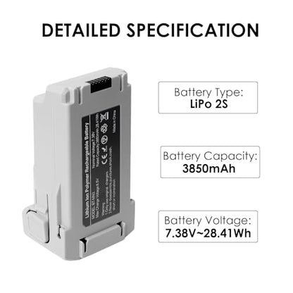 Mini 3/3 Pro/4 Pro Battery Plus 2 Pack, 3850mAh-7.38V Intelligent Flight Replacement Batteries for DJI Mini 4 Pro/3 Series （45-51 Mins of Max Flight Time）