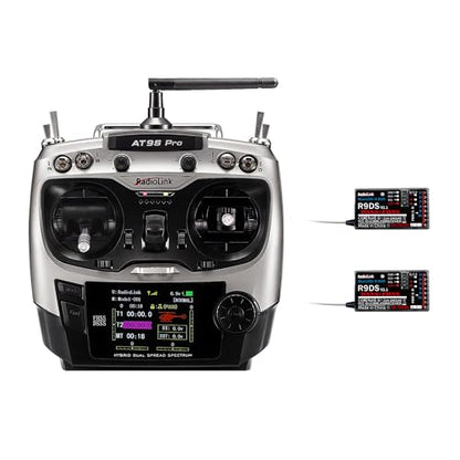 Radiolink AT9S Pro 10/12 Channels 2.4G RC Radio Transmitter and Receiver R9DS Long Range for FPV Racing Drone/Quad/Fixed Wing and More (Mode 2 Left Hand)
