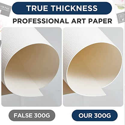 Outus 300 Sheets Watercolor Paper Bulk 3 Sizes 140lb Cold Press White Paper