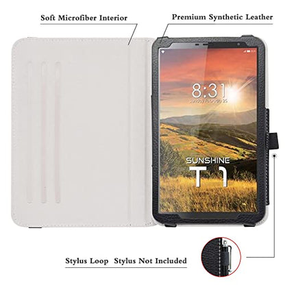 Bige for Sunshine T1 Elite Rotating Case, 360 Degree Rotary Stand with Cute Pattern Cover for Sunshine T1 Elite/Hyundai Hytab Plus 8WB1 8" Tablet, Black - color: Black