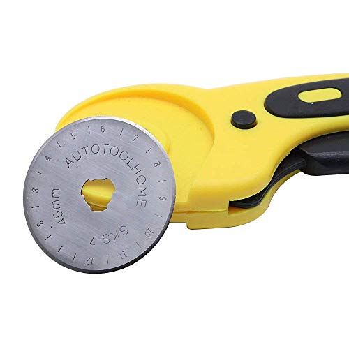 AUTOTOOLHOME 45mm Rotary Cutter for Fabric w/10 Pack Pinking Rotary Blades