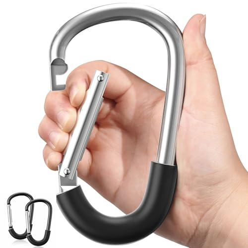 SURDOCA Stroller Hooks, 2Pcs Large Stroller Hooks for Bags, Universal Stroller Clips and Hooks, Mommy Hook for Stroller Heavy Duty, Stroller Accessories for Mom - color: Silver, size: 2pc