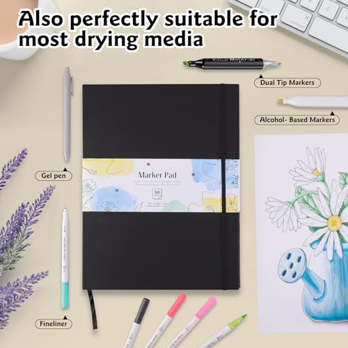 Hardcover Marker Paper Pad 9×12 in, 50 Sheets, Spiral Bound, 120gsm - size: 9×12 Inch (50 Sheets )