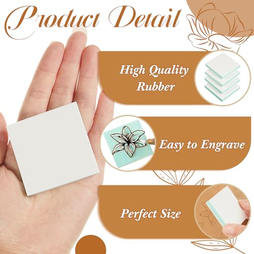 Frienda 48 Pcs 2" x 2" Rubber Carving Block Printmaking Stamp, White Green - color: White Green