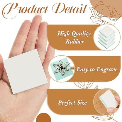 Frienda 48 Pcs 2" x 2" Rubber Carving Block Printmaking Stamp, White Green - color: White Green