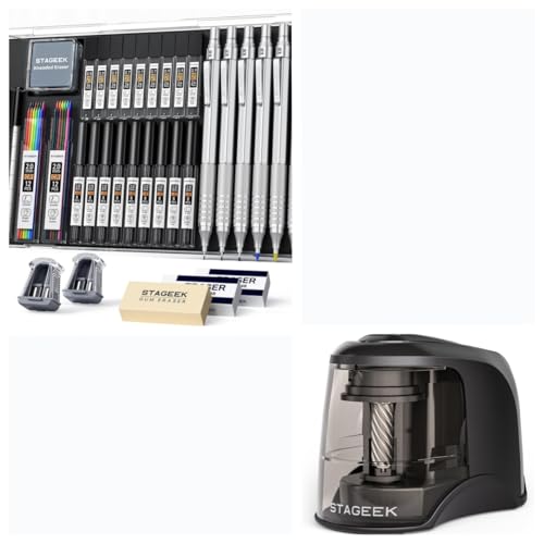 STAGEEK 35Pcs Art Mechanical Pencil Set with Case Electric Pencil Sharpener
