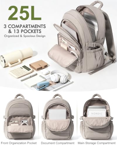 Bagstellar Laptop Backpack for Women, Lightweight College Travel Backpack - color: Sage Green