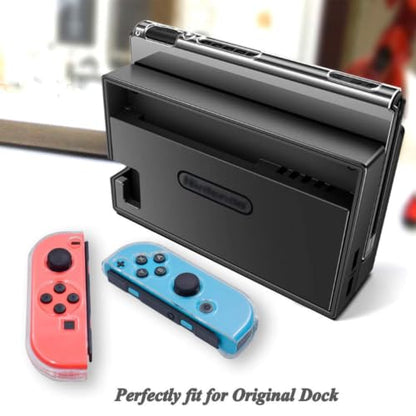Dockable Clear Case for Nintendo Switch, VANJUNN 3 in 1 Protective Case Cover for Nintendo Switch and JoyCon Controller with Clear Grip Cover Shock-Absorption(Crystal Clear,NOT for Switch OLED)