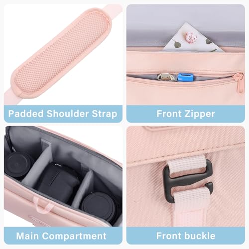 MOSISO Camera Shoulder Bag Camera Case Crossbody Sling Purse, Pink - color: Pink