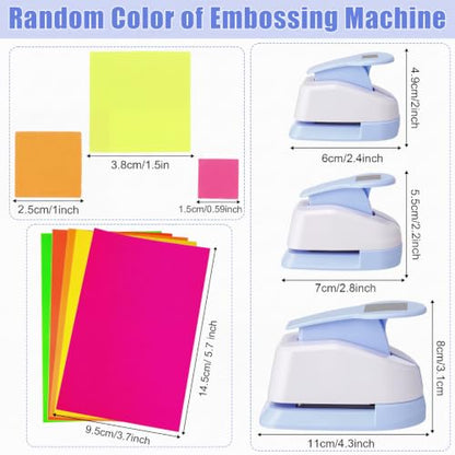 CHENGU 3 Pack Square Punch for Paper Craft, 1.5", 1", 0.6", Light Blue - color: Light Blue
