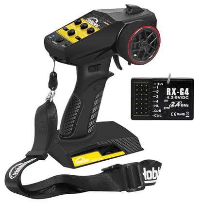RC Remote Control 4CH 2.4G Transmitter with Receiver and Lanyard for RC Car Crawler Boat, Yellow - color: Yellow