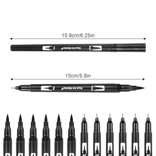 12 Pack Black Drawing Pens Felt Tip Brush Pen Fineliner Ink Pens