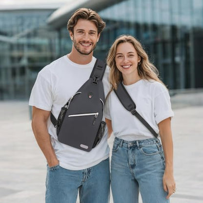 MOSISO Small Sling Bag for Men, Crossbody Shoulder Chest Daypack Bag - color: Space Gray