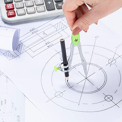 10 Pieces Math Geometry Kit Set with Shatterproof Storage Box, Student Supplies Includes Rulers,Protractor,Compass,Pencil Sharpener,Lead Refills,Pencil,Eraser for School and Drawings