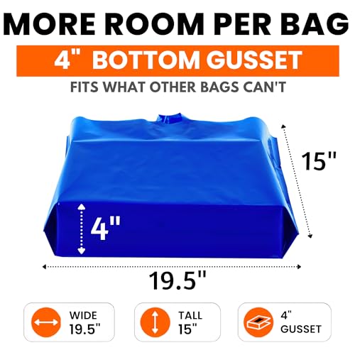 19x15 Large Plastic Shopping Bags with Handles for Small Business - color: Blue