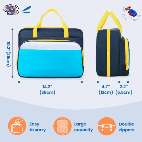 CURMIO Empty Battling Tops Organizer Case, Portable Gyro Toy Storage Bag - color: Navy-white