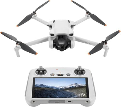 DJI Mini 3 Drone with DJI RC Screen remote Kit Camera Drone Bundle, with 128 GB SD, 3.0 USB Card Reader, Landing Pad, Backpack, Strobe lights and More