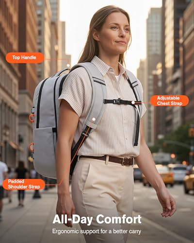 Tolaccea 30L Travel Laptop Backpack TSA Carry-On for Business Trips Commute - color: Light Gray