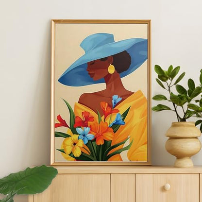 Framed Paint by Numbers Kit for Adults Beginners – Elegant Black Woman - color: BlackWomen-1, size: 8x12 Inch