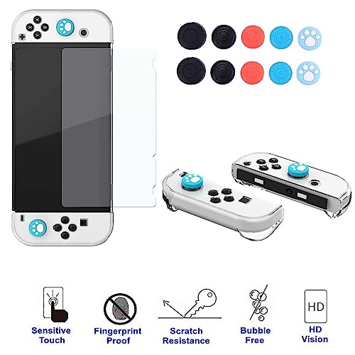 COMCOOL Dockable Case for Nintendo Switch OLED - [9 FT Military Grade Drop Protection] [with Tempered Glass Screen Protector] Crystal Protective Cover for Nintendo Switch OLED - Clear - color: Clear