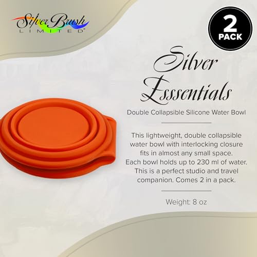 Silver Brush Limited Silver Essentials Paintbrush Water Bowl, 230ml/7.8oz - size: Double 230ml