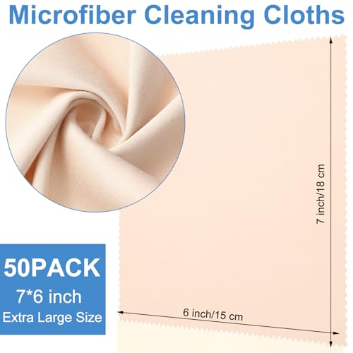 Frienda 50 Pcs Microfiber Glass Cleaning Cloths Lens, Light Color - color: Light Color