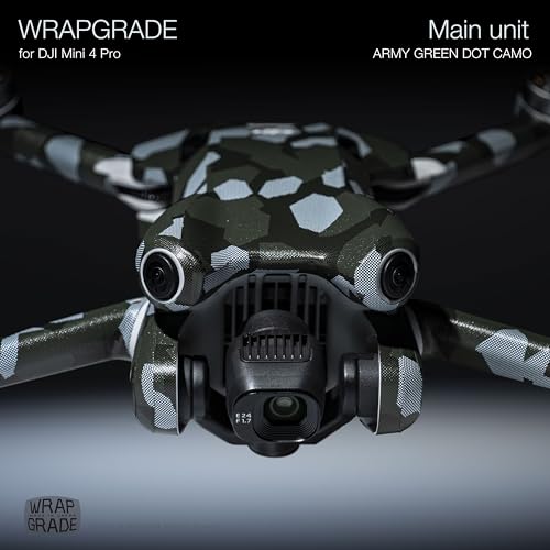 WRAPGRADE Skin Stickers Compatible with DJI Mini 4 Pro | Full Wrap (Army Green Dot Camo) - color: Army Green Dot Camo