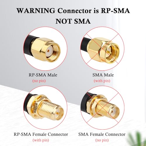 RP-SMA Male to RP-SMA Female Bulkhead Cable 20FT, RG58 Coaxial Cable with Panel Mount, Gold Plated Connector, Low Loss RF Extension Cable for WiFi Antenna, Router, FPV, SDR - size: 20FT