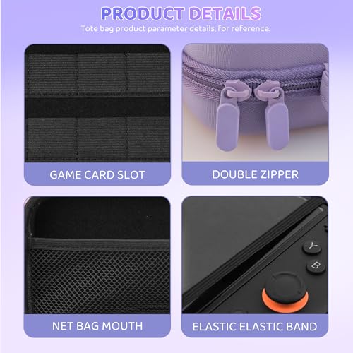 PAWDIARY Purple Switch 2 Carrying Travel Accessories Bag, with Hardshell PC Protective Case Skin for Nintendo Switch 2 Console & Left/Right Controller, HD Screen Protector and 2 Thumb Caps - color: Purple