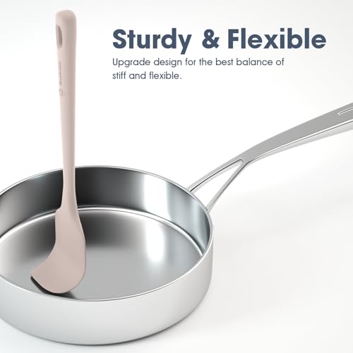 ChefAide 5 Pieces Silicone Spatulas Set, Heat Resistant Rubber Spatula - color: Beige, size: 5 pieces