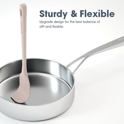 ChefAide 5 Pieces Silicone Spatulas Set, Heat Resistant Rubber Spatula - color: Beige, size: 5 pieces