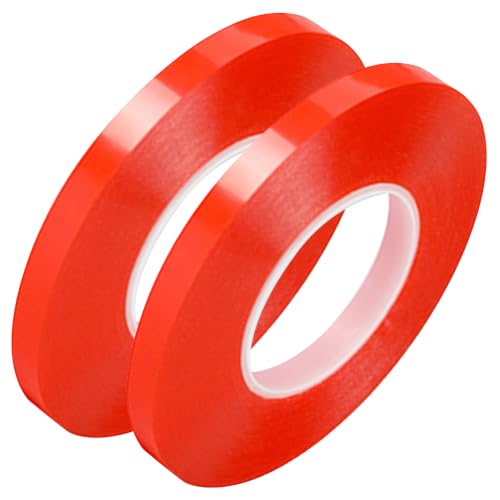 Double Sided PET Adhesive Tape for Phone LCD Touch Screen Repair, High Temperature Resistant Red Liner Acrylic Tape for Cellphone Tablet Laptop Digitizer Frame Bonding, 2 Rolls 10mm x 25M (82FT) - size: 2pcs 10mm x 25M