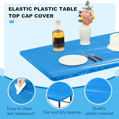 Boao 12 Plastic Elastic Fitted Tablecloths, 6 Ft, 72 x 30 Inch, Blue - color: Blue, size: 6 Ft, 72 x 30 Inch
