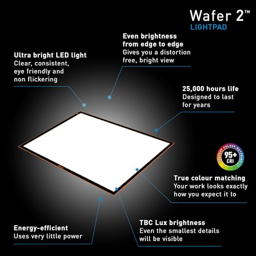 Wafer 2 Lightbox - A3 Light Pad for Tracing, Drawing, Sketching & Painting - Dimmable with Adjustable Brightness - Tracing Lightbox for Artists White/Gray - style: Wafer 2 (A3)