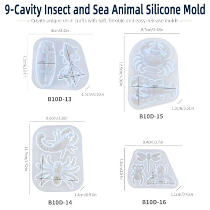 4 PCS Insect Silicone Resin Molds Set – 3D Bug Epoxy Casting Mold Kit - color: 4Pcs Insect Resin Molds