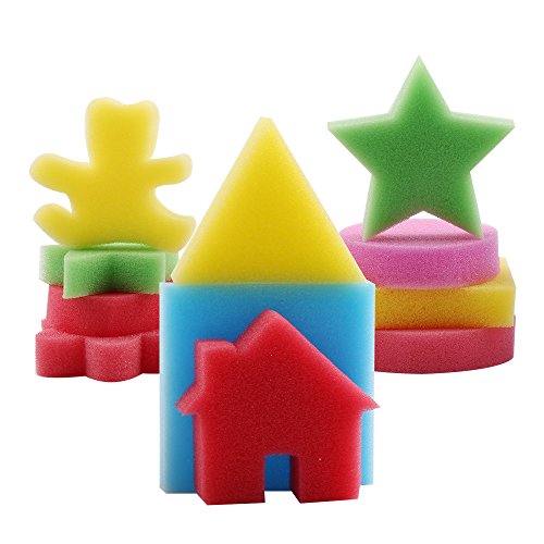LEOBRO 30pcs Sponges for Painting, Shape Sponge Paint Applicators, Paint Sponges for Crafts, Foam Sponge Stamps, Assorted Pattern