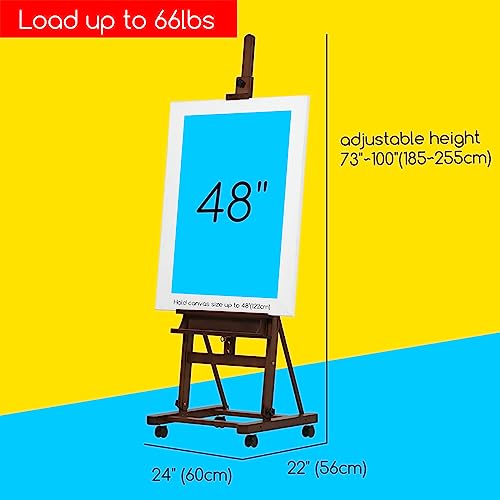 MEEDEN Studio Wood H-Frame Easel: Art Easel on Wheels for Artist - color: Walnut, size: Easel with Wheels