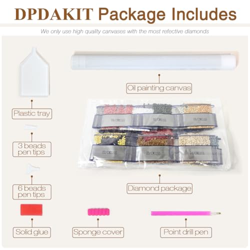 DPDAKIT Peacock Diamond Painting Art Kits for Adults, Animal, 12x16 Inch