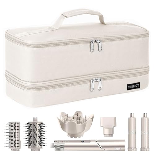 ZRRAJOY Double Layer Storage Case For Shark Flexstyle, Travel Carrying Case For Shark 430/440 Flexstyle, Organizer Bag For Shark Flexstyle/Dyson Airwrap Styler Attachments - color: Beige
